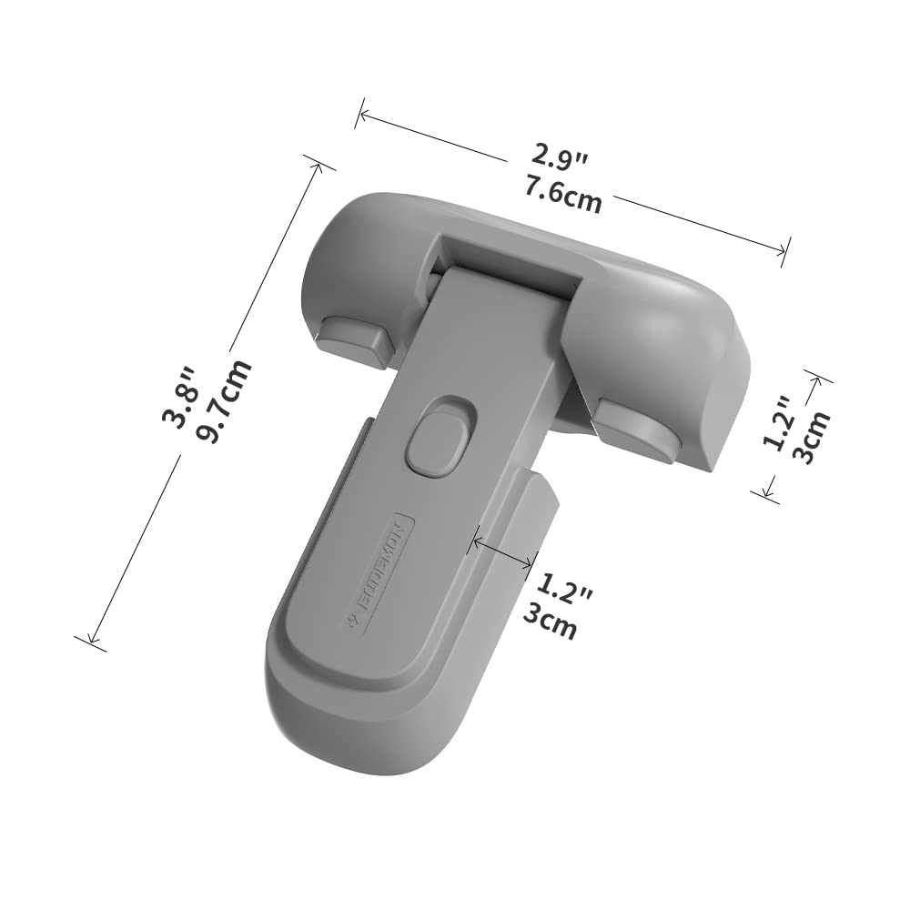 Mom's Choice Gold Awards Winner - EUDEMON 1 Pack Updated Child Proof Refrigerator/Fridge/Freezer Door Lock Apply to Max 1"(25mm) Sealing Strip for Toddlers and Kids, no Tools Need or Drill (Grey)