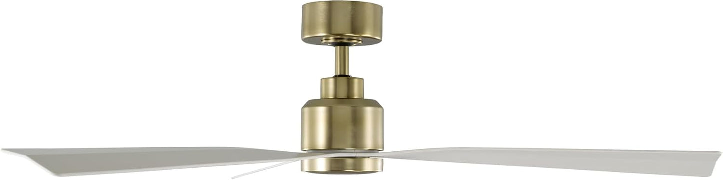 Clean Indoor and Outdoor 3-Blade Smart Ceiling Fan 54in Satin Brass Matte White with Remote Control
