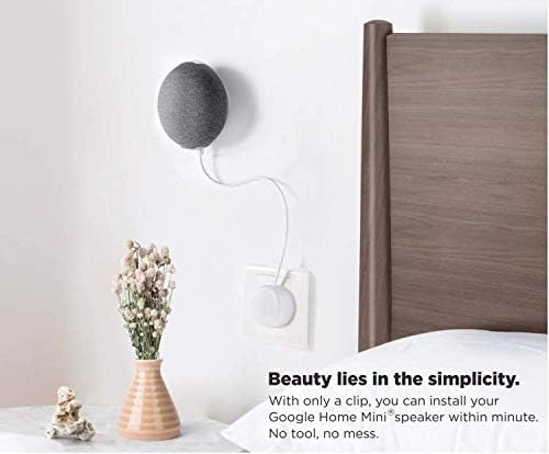 Mount Plus SB-58W Wall Ceiling Cabinet Mount Holder Stand Clip Make for Google Nest Home Mini Gen 1, Gen 2, Round Speaker Accessories (1 Pack White)