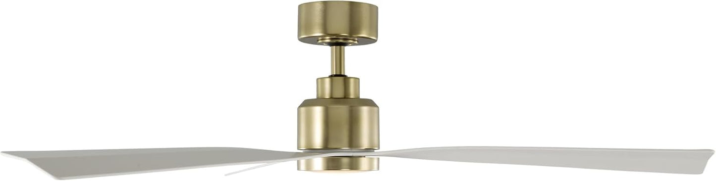 WAC Lighting F-003L-SB/MW Clean 52" Outdoor Ceiling Fan with LED Lights & Remote, Satin Brass/Matte Black