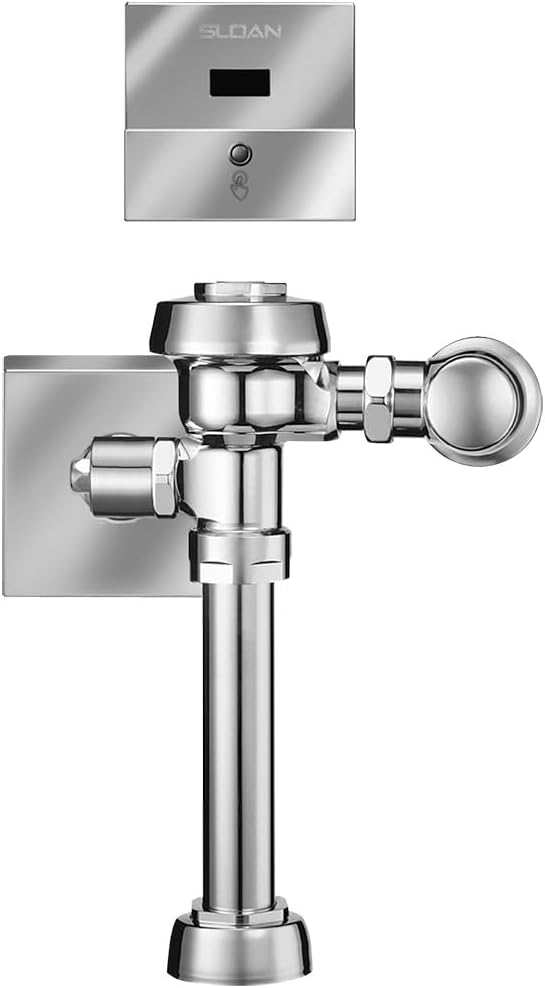 Sloan Royal 111 ESS Exposed Sensor Hardwired Water Closet Flushometer, 1.28 GPF Valve - Self-Adaptive Infrared Sensor w/Courtesy Flush Override Button, Single Flush, Fixture Top Spud, 3450049