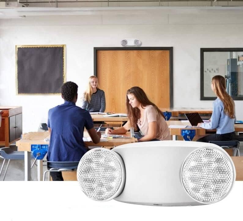 2 Pack White LED Emergency Lights with Battery Backup, Two Head Adjustable Emergency Lighting Fixtures-Fireproof Materials-Emergency Lighting Fixture/Emergency Light Home.