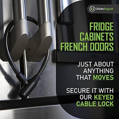 Urban August Child-Proof Refrigerator Lock for Kids & Adults - Lock for French Door Fridge and Cabinet (Small, White - 3 Pack Keyed Alike)