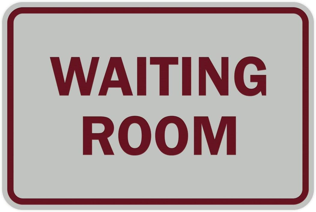 Signs ByLITA Classic Framed Waiting Room (Light Grey/Burgundy) - Large
