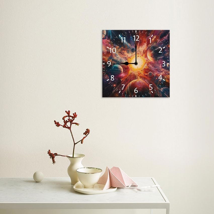 10 in Cosmic Connection -268 Wood Wall Clock – Digital Time Display, Smart Home Compatible for Bedside or Workspace