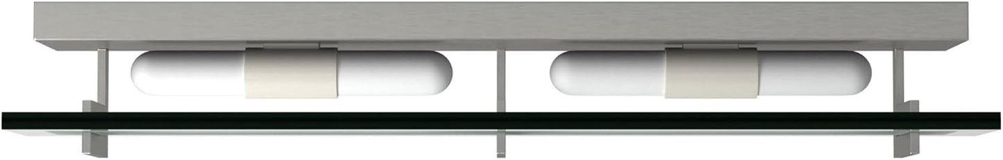 Hinkley Latitude Large Four Light Bath Vanity - Modern, Inside Etched Clear Glass Panel, Bulbs Included - Brushed Nickel Finish