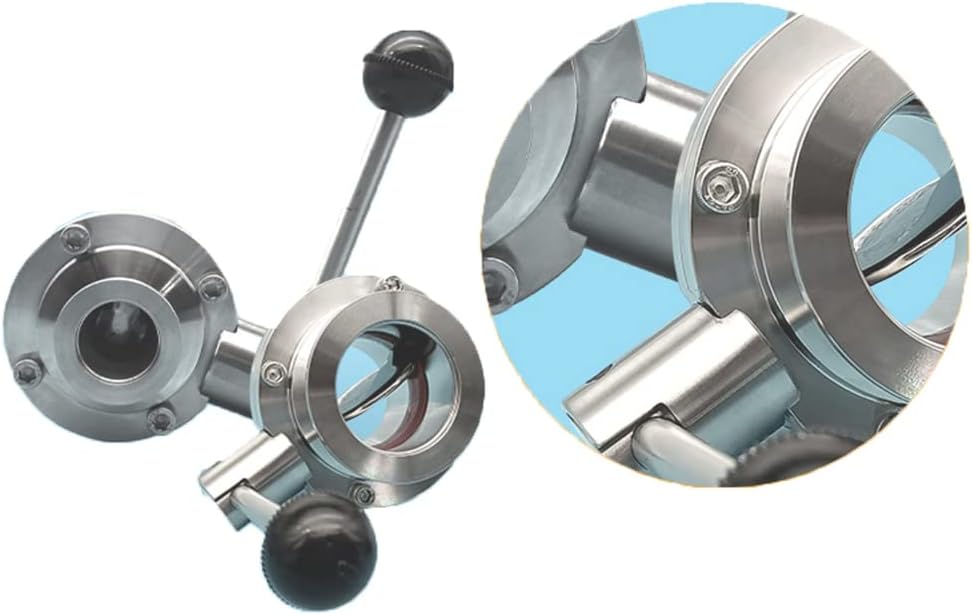 SHERICH KF50 Vacuum Butterfly Valve, Stainless Steel 304 Three-clamp Butterfly Valve with Handle and Silicone (KF50)