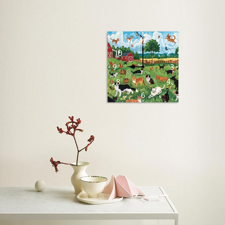 10 in Dog Pooping -269 Wood Wall Clock – Digital Time Display, Smart Home Compatible for Bedside or Workspace