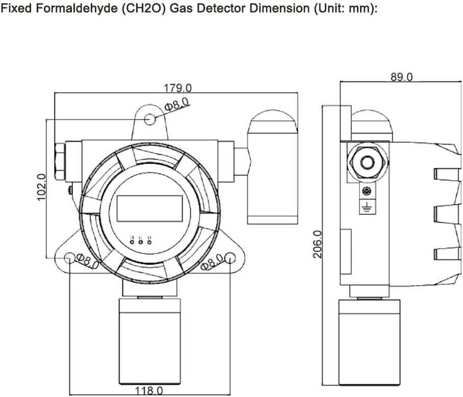 ATO Fixed Formaldehyde Gas Detector, 0 to 10/20/50/100 ppm (Signal Output: 4-20mA, Measuring Range:0-10 ppm)