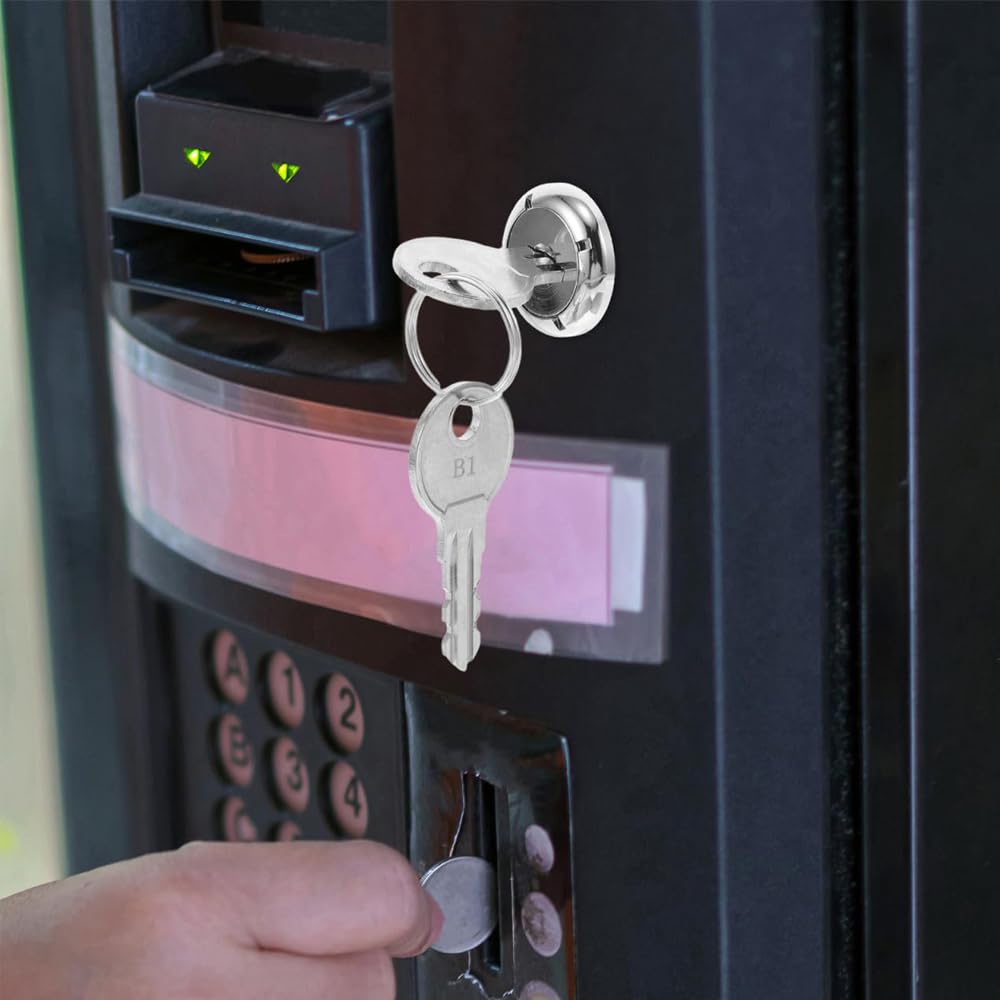 1 Set Vending Machine Cylinder Lock (1 Lock + 2 Keys), Silver Metal Tubular Lock for Gumball/Candy/Capsule Toy Machines & Storage Units
