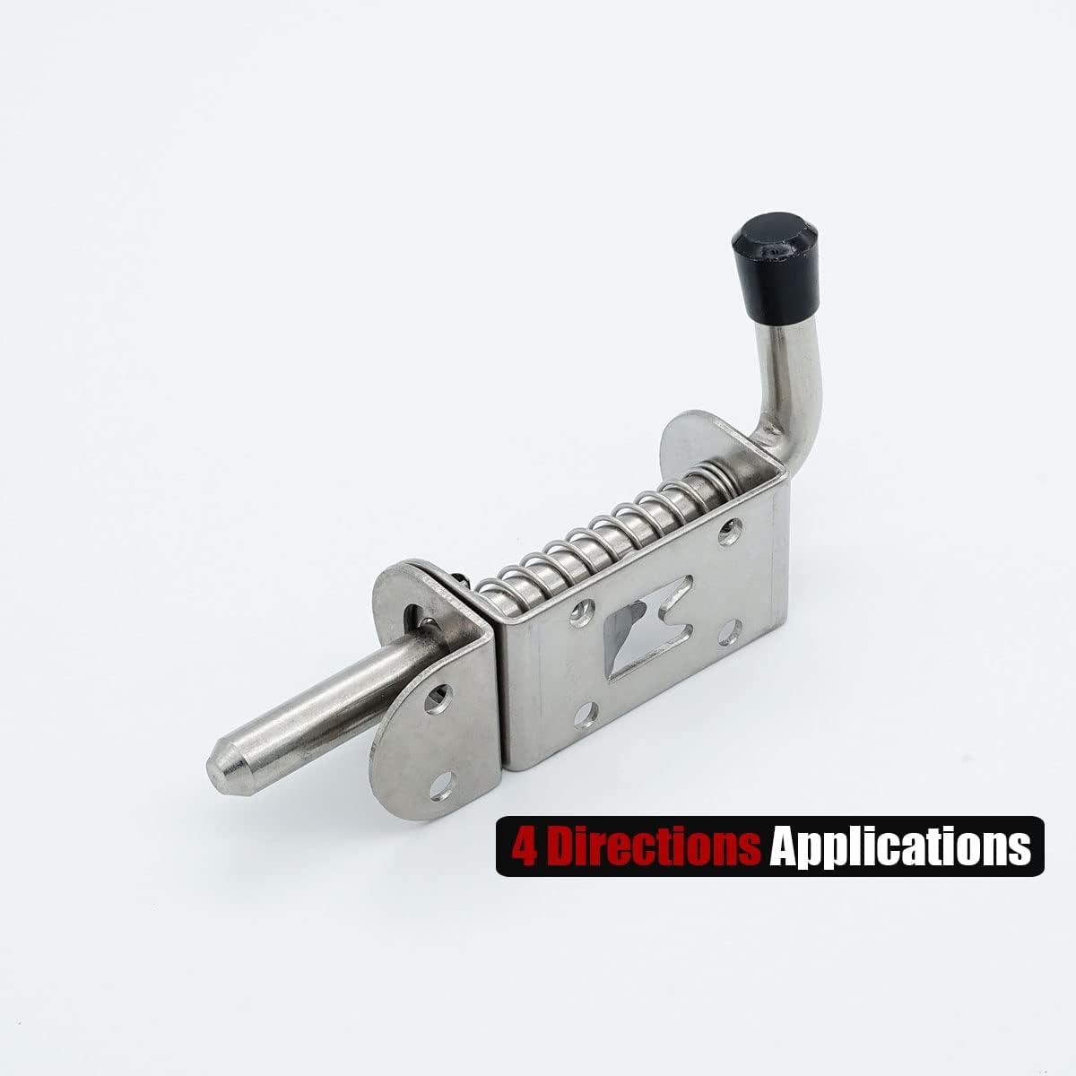 JQK Spring Loaded Latch Pin, 304 Stainless Steel Barrel Bolt Thickened 2mm Door Lock, 5 Inch Brushed Finished(4 Pack), HSB300-P4