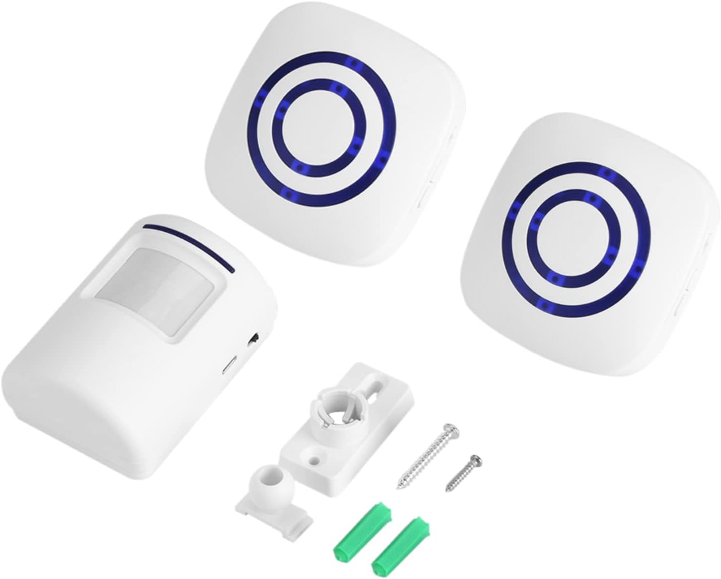 SUNGOOYUE Infrared Sensor Motion Detector Entry Door Bell Alarm with Transmitter & Receiver for Home Office Security White (One for two US regulations), SUNGOOYUEbg0m6u7yvh-02