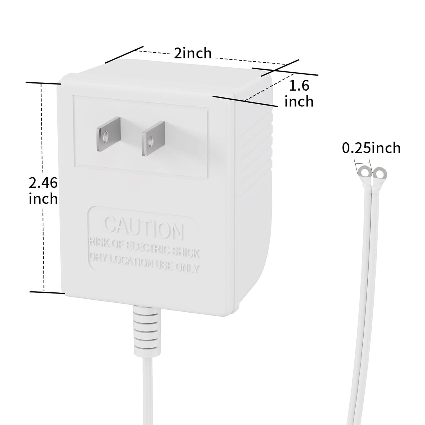 18V Video Doorbell Power Transformer,18Volt 500MA Doorbell Power Adapter, Compatible with Ring, Nest, Wyze, Arlo Wireless Video doorbell(26ft Cable,White)