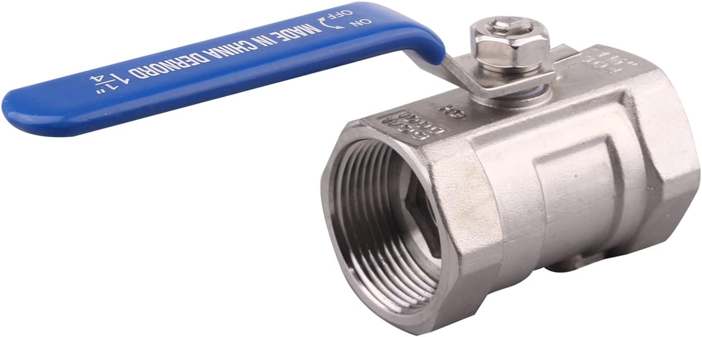 DERNORD Stainless Steel Ball Valve 1PC Type 1.25 Inch NPT Standard Port for Water, Oil, and Gas (Pack of 2)