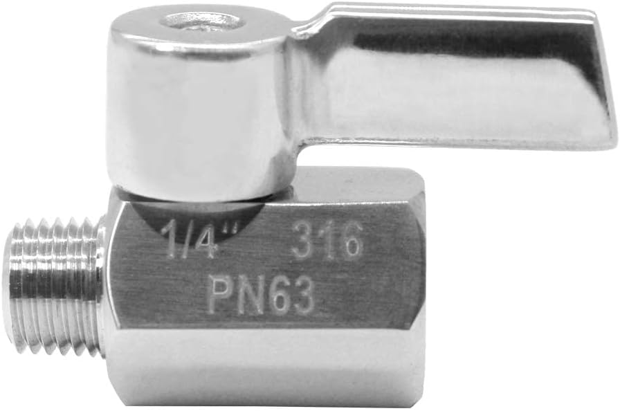 Beduan Mini Ball Valve Stainless Steel(316) 1/4" NPT Male x NPT Female Mini Ball Shutoff Valve(Pack of 2)