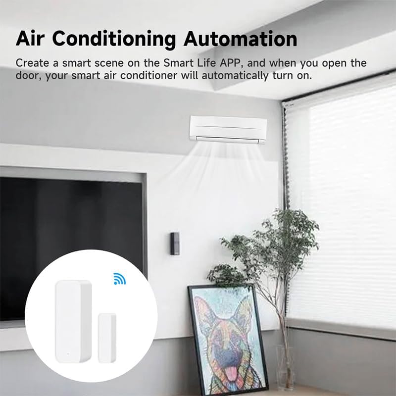 WiFi Door Window Sensor,Smart Door Open/Closed Detector with App Alert,Wireless Entry Detector Sensor Alarm for Home Security&Automation (1Pack)