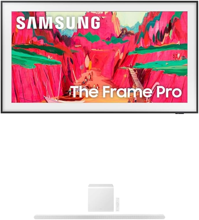 Samsung 75-Inch Class The Frame Pro LS03FW 4K Neo QLED Mini LED Smart TV (2025 Model) + SAMSUNG S801D 3.1.2ch Soundbar w/Wireless Dolby Atmos Audio, Ultra Slim Design, HW-S801D/ZA