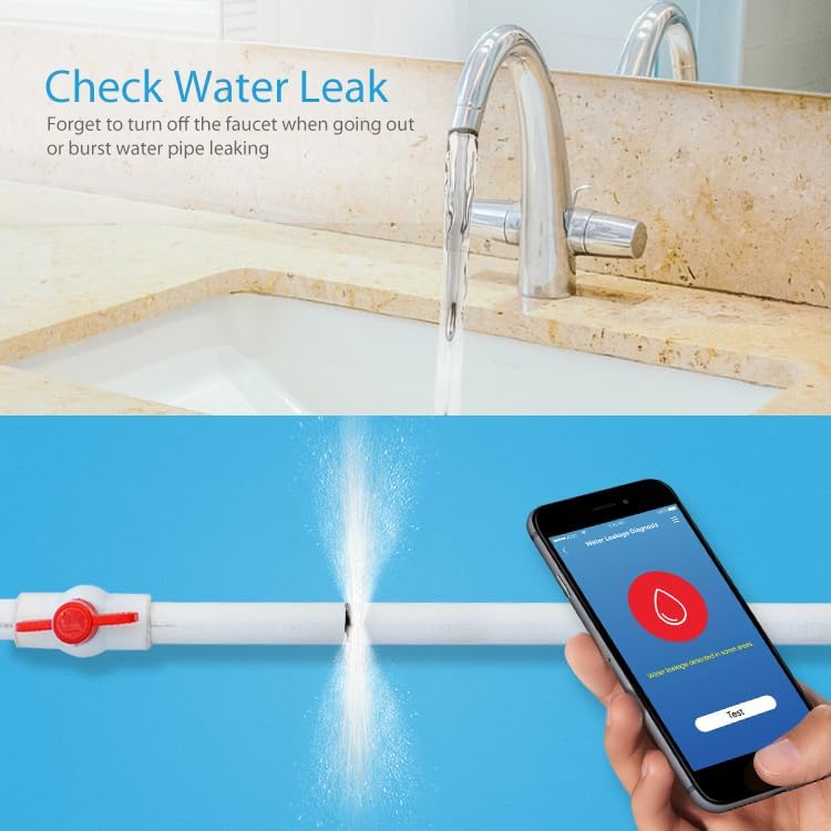 Haozee WiFi Smart Water Valve with Automatic Shut-Off, Ultrasonic Flow Rate Detect, Water Temperature/Water Pressure/Water Flow Rate Detect, APP Remote Control for DN20 (3/4 inch) Pipes