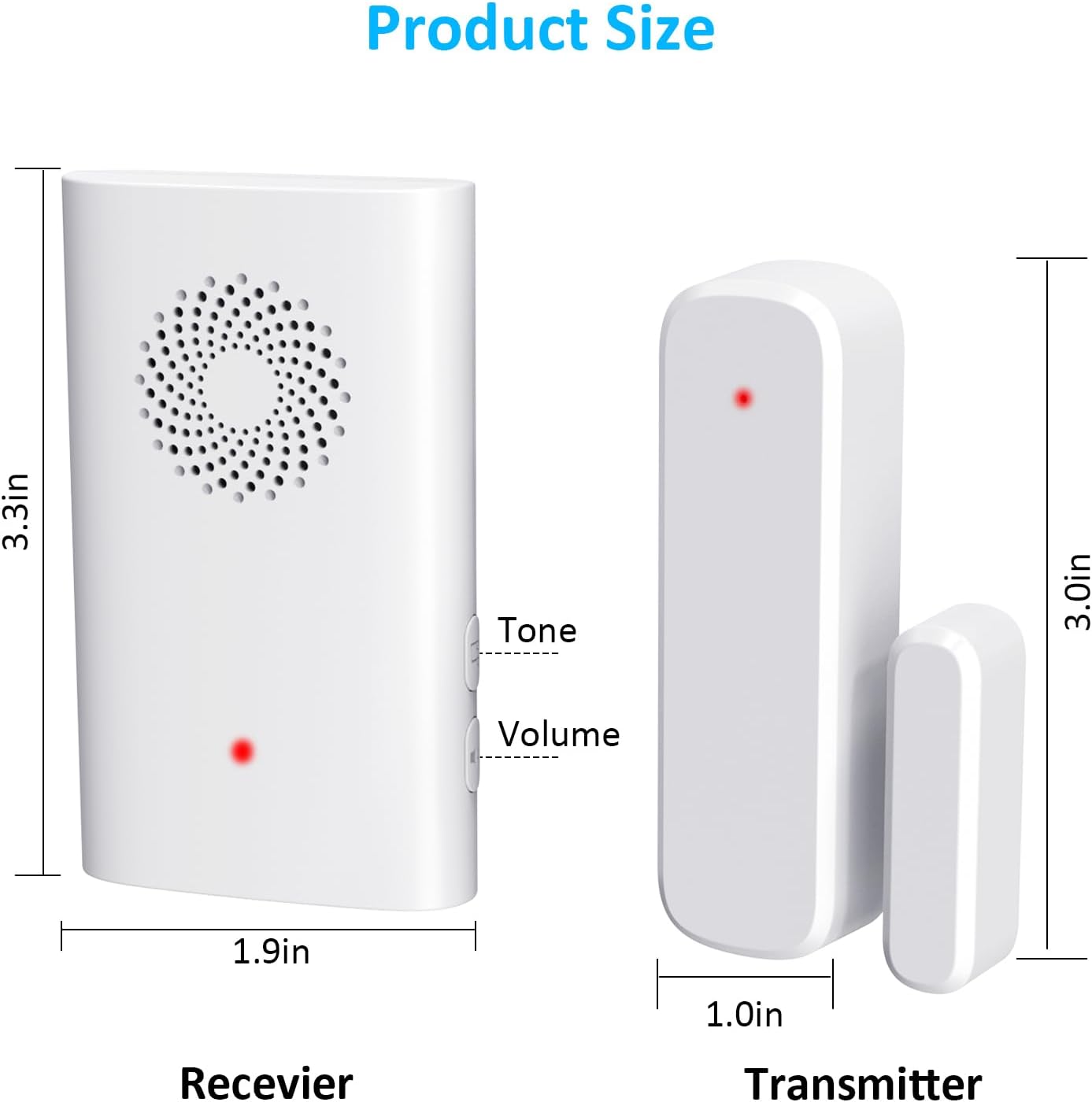 Wireless Door Sensor Chime, Door Open Alarm When Entry Business/Office/Store (500ft Range 51 Ringer Adjustable Volume) Home Alert Bell for Kid/Toddler Safety,2 Receivers +3 Sensors