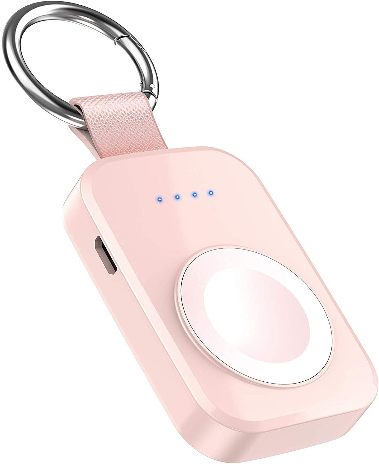 i.VALUX Portable Wireless Charger for Apple Watch Series 11/10/9/8/UItra/7/6/5/4/3/2/SE, Compact Magnetic iWatch Charger 1000mAh Power Bank Travel Keychain Style Gift for Mother Girl Birthday-Pink