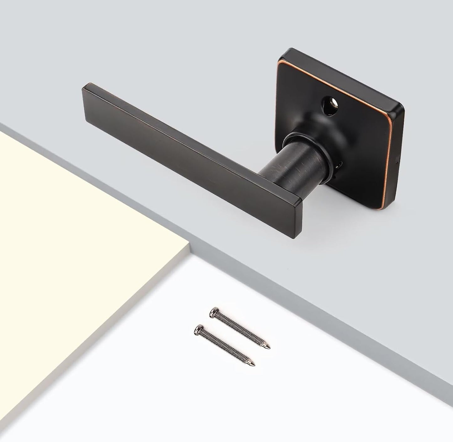 GOBEKOR 4 Pack Bronze Door Handles Interior Single Dummy Door Handle for Closets Keyless Interior Closet Door Levers