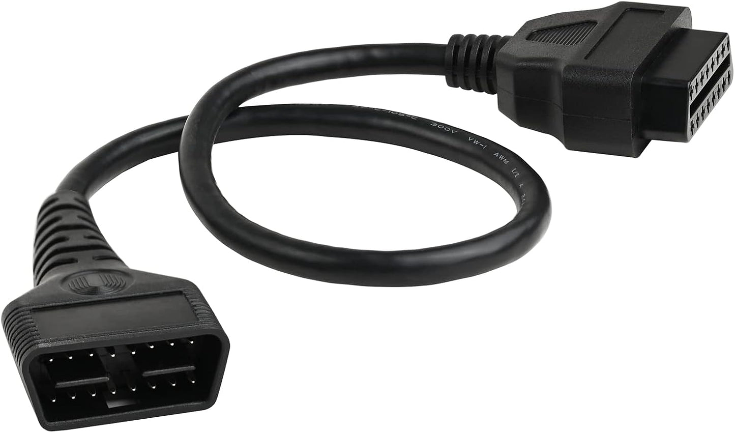 iKKEGOL Full 16 Pin OBD2 OBD II Male to Female Extension Cable Cord Diagnostic Tool Adapter for Auto Car Vehicle Truck 24V All OBD2 Port Plug Connector 24AWG (50CM/20INCH)