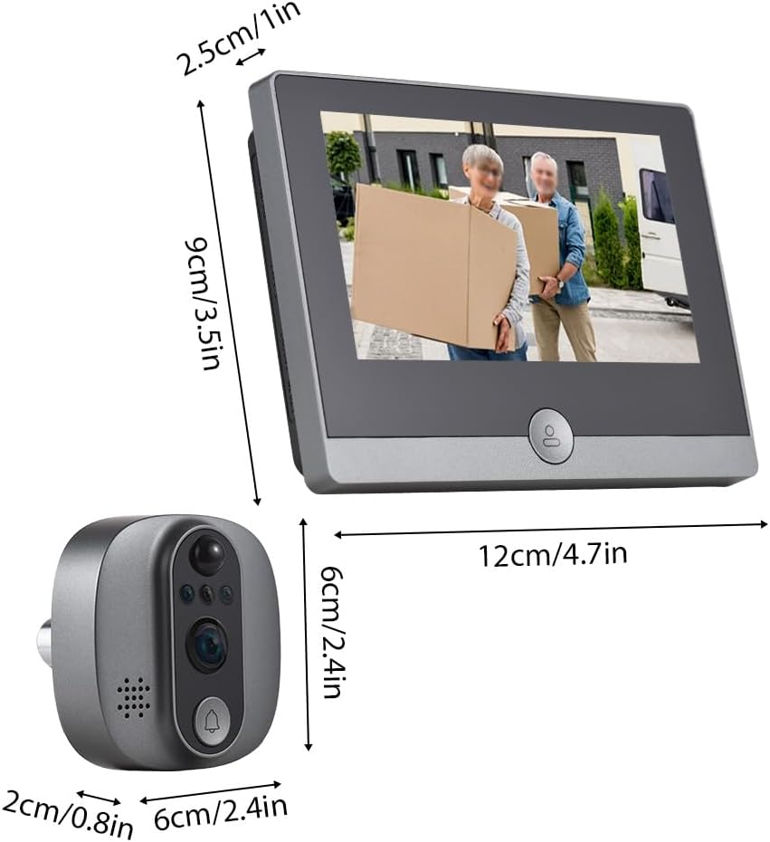 WiFi 1080P Video Doorbell Camera, 2.4GHz Peephole Camera Door Viewer with 4.3inch LCD Display, 120 Degree View Angle, Night Vision, Motion Detection, 2-Way Audio, Rechargeable Battery