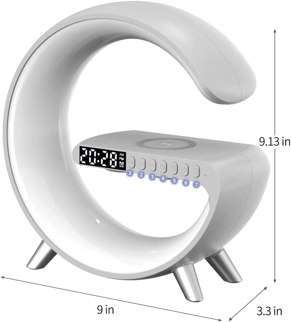 2026 New Smart Table Lamp with 4-in-1 Wireless Charger, Bluetooth Speaker, Alarm Clock, Night Light, App Control, for Bedroom, Office, Home Decor