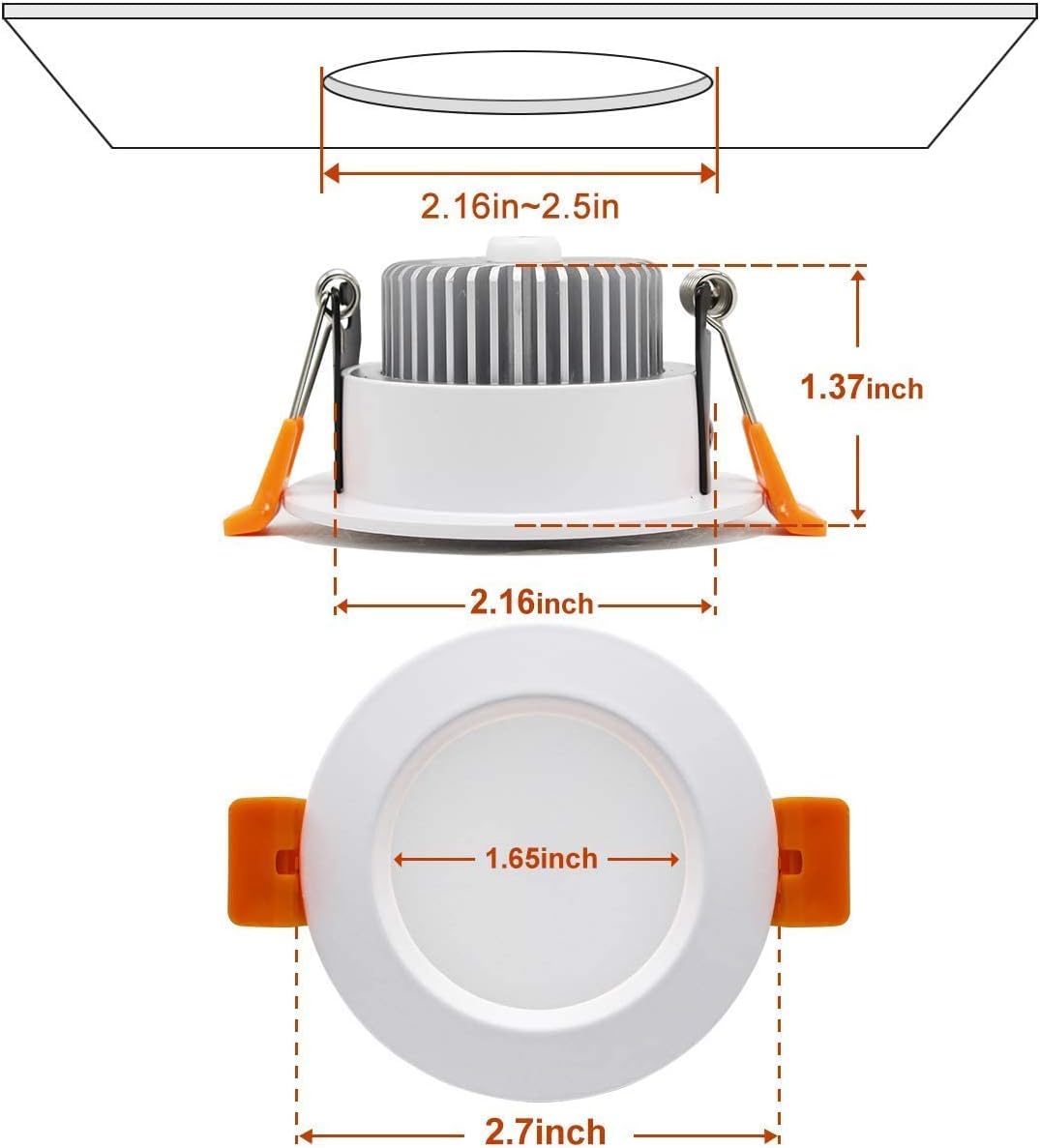 YGS-Tech Smart 2 Inch LED Recessed Lighting RGB WiFi Downlight, 5W Compatible with Alexa and Google Home, Dimmable RGB & CCT 2700-6500K Color Changing, 120V LED Ceiling Light with Driver (1 Pack)
