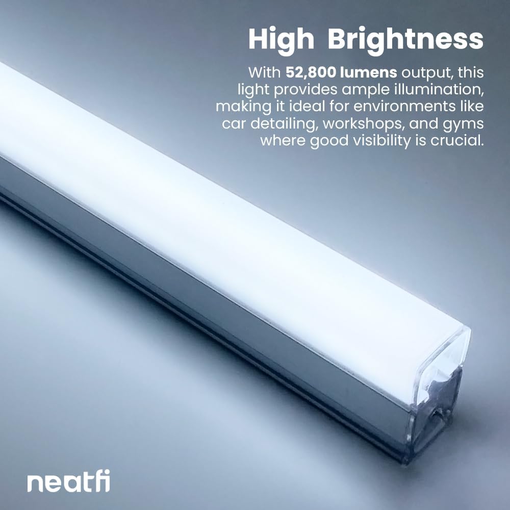 Neatfi LED Super Bright Garage Light, 52, 800 Lumens, Ceiling Lighting for Auto Shops, Gym, Basement, Warehouse, Barber and Beauty Salons (3 Rectangles, Cool White)