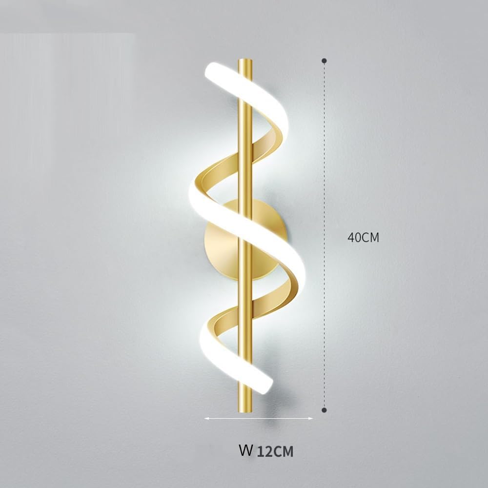 Modern LED Spiral Wall Sconce Minimalist Dimmable Sconce Lighting Fixture Tri-Color Dimmable Wall Lamps for Bedroom Living Room Hallway Decor