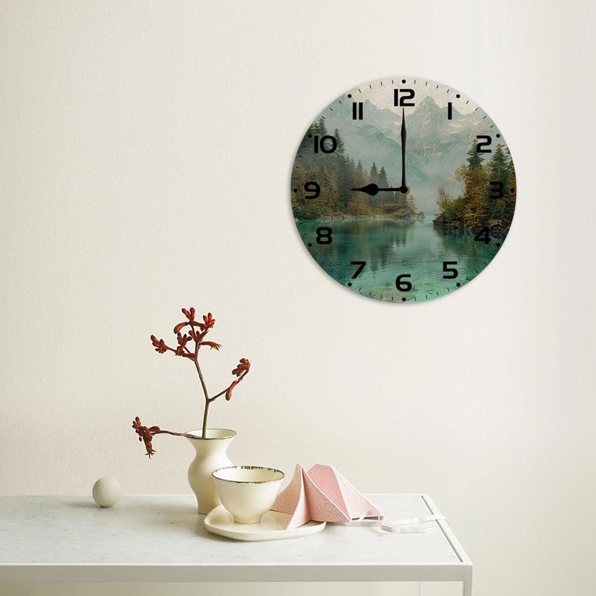 10 in Cats and Succulents -122 Wood Wall Clock – Digital Time Display, Smart Home Compatible for Bedside or Workspace