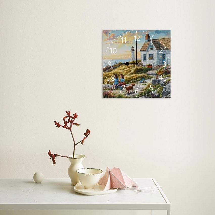 10 in Beach Path -266 Wood Wall Clock – Digital Time Display, Smart Home Compatible for Bedside or Workspace