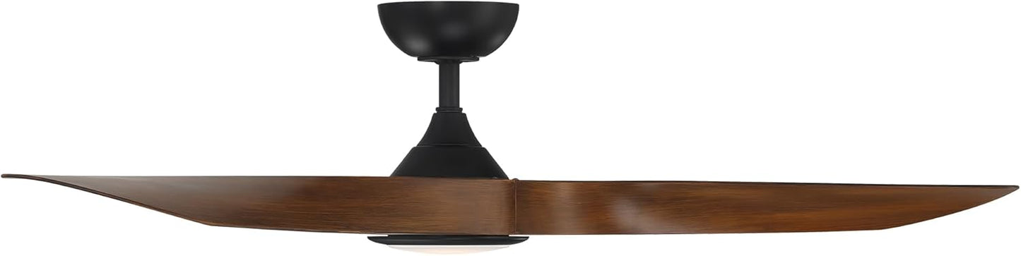 WAC Lighting Swirl 3-Blade Aluminum Smart Ceiling Fan in Matte Black/Brown
