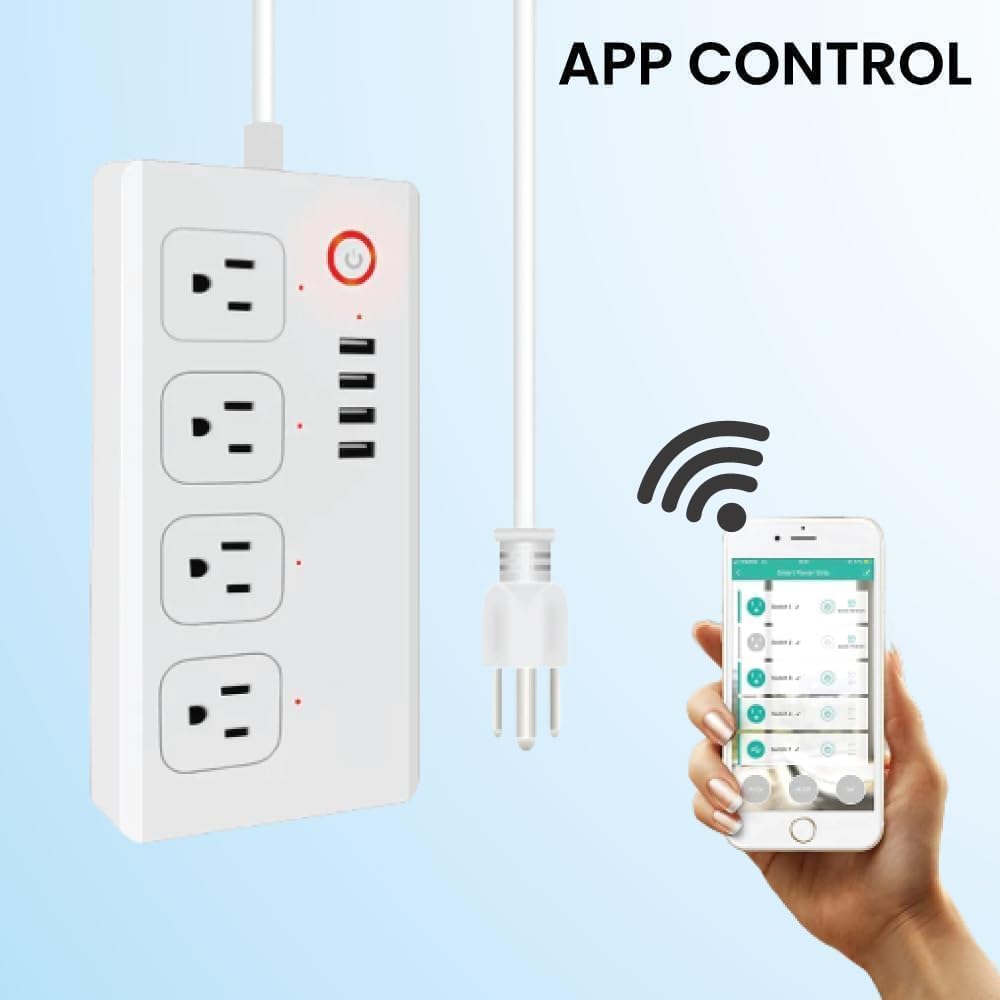 XENON Smart Plug Power Strip,Surge Protector with 4 Individually Controlled Smart Outlets, Voice Control,4 USBs (incl. 20W USB-C), Compatible with Alexa and Google Home,5Ft Extension Cord