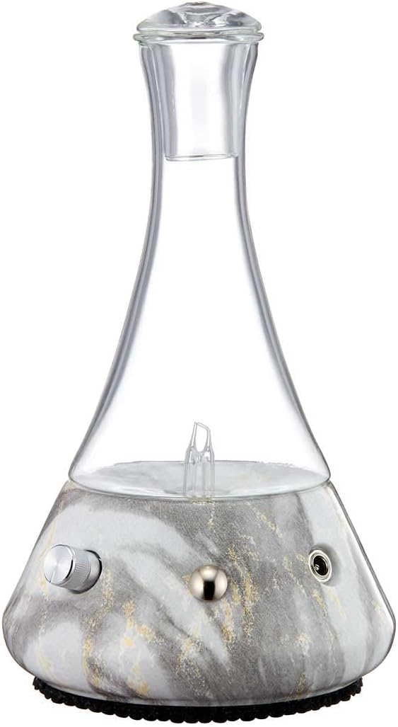 Opulence - Nebulizing Diffuser for Essential Oil/Aromatherapy with Ceramic Base and Touch Sensor Light Switch - Premium Home & Professional Use - No Heat, No Water, No Plastic … (Grey Marble)