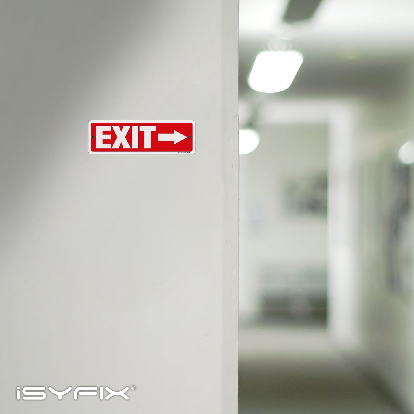 iSYFIX Exit Signs 2 Pack 12x4 Inch with Directional Right Arrows - Rust Free Aluminum, Laminated for UV, Weather, Scratch Resistance - Ideal for Offices, Schools, Theaters, Restaurants