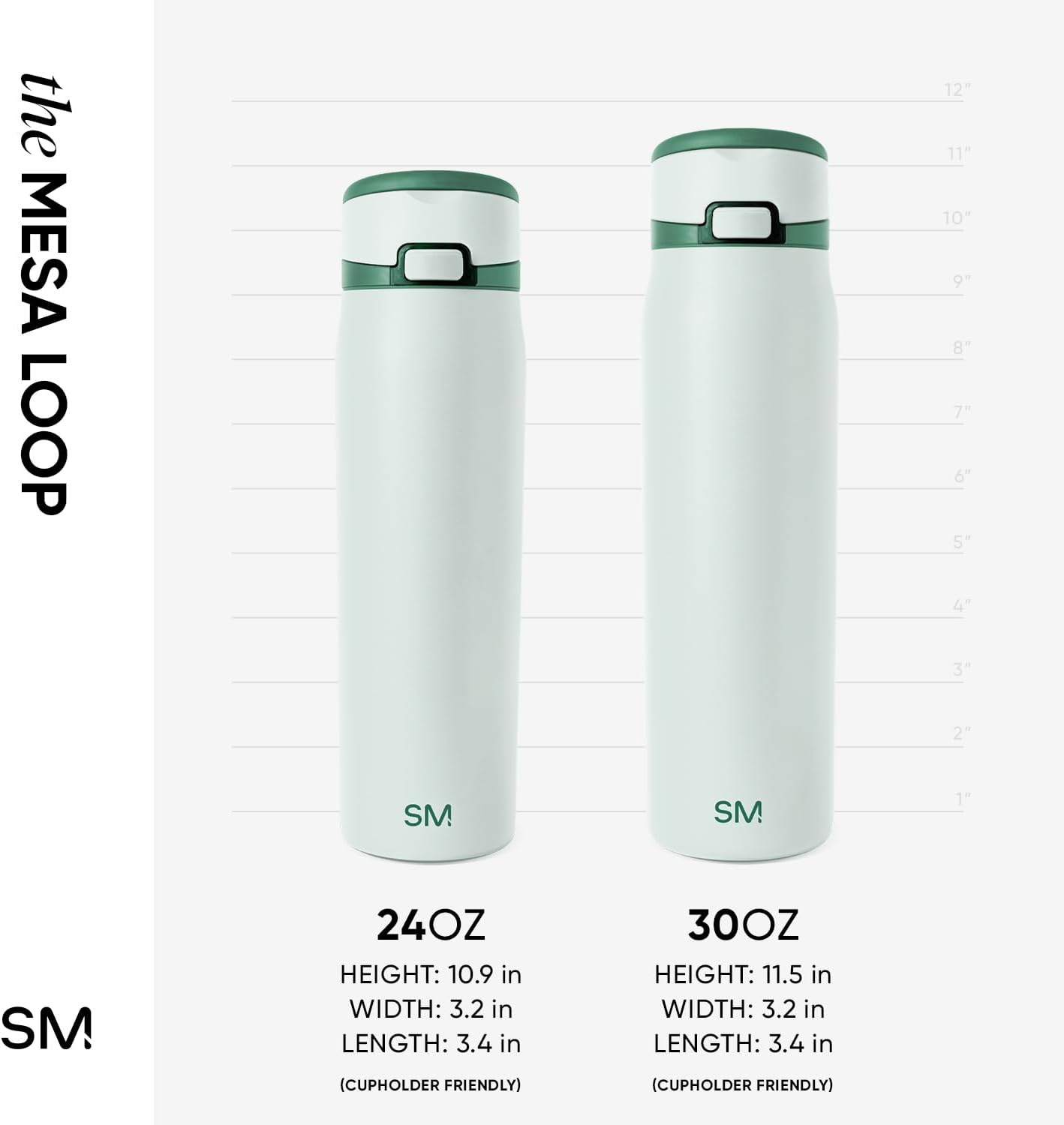 Simple Modern Mesa Loop Water Bottle with Covered Straw and Handle | 30oz Cup Holder Friendly Insulated Stainless Steel Bottles for Travel, Sports and School | Agave