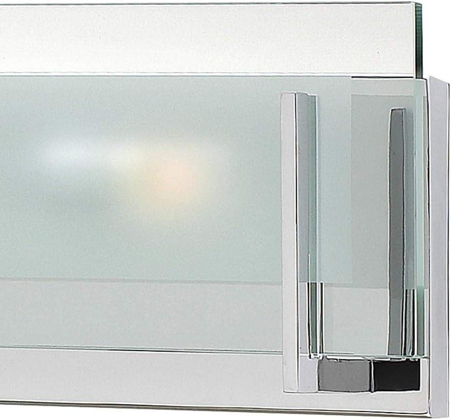Hinkley Latitude Extra Large Six Light Bath Vanity - Modern, Inside Etched Clear Glass Panel, Bulbs Included - Chrome Finish