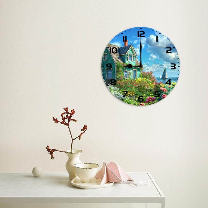 10 in Elegant Kimono Beauties -125 Wood Wall Clock – Digital Time Display, Smart Home Compatible for Bedside or Workspace