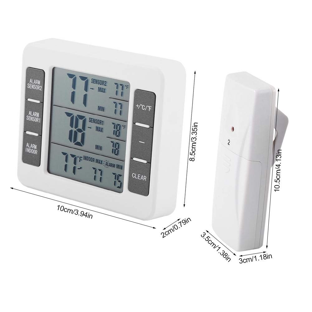 Therometer-Refrigerator Thermometer Digital Freezer Thermometer with 2PCS Sensors with Audible Alarm for Indoor Outdoor Thermometer (Battery not
