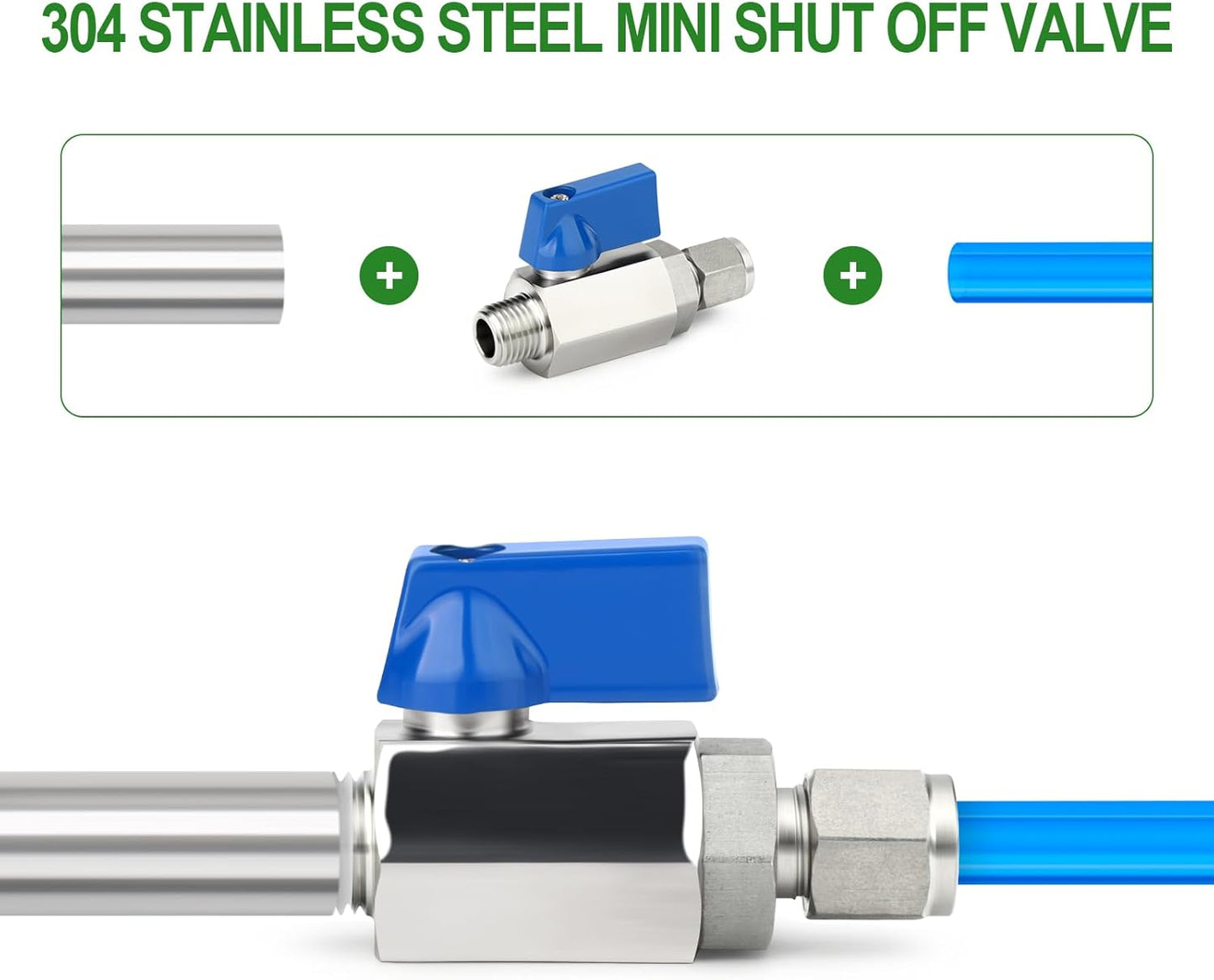 TAISHER 2PCS 304 Stainless Steel Compression Mini Ball Valve Shut Off Switch, 1/4" Tube OD x 1/4" NPT Male