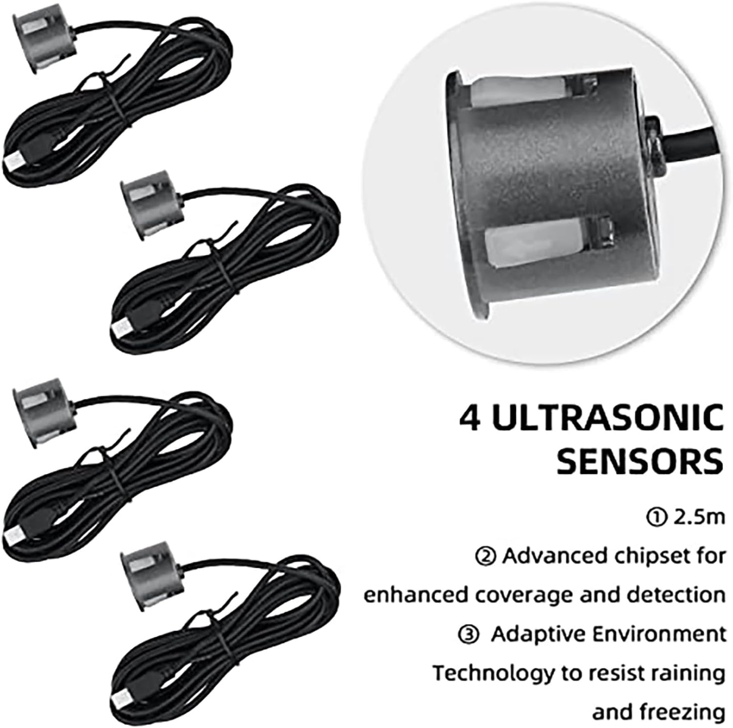 Parking Sensor Kit Backup Sensor Kit Reverse Sensor for Car 18 Color Options for Probes Adjustable Alarm Volume Professional Sensore de Reversa para Carro Safe Driving Assistant(LightGrey)