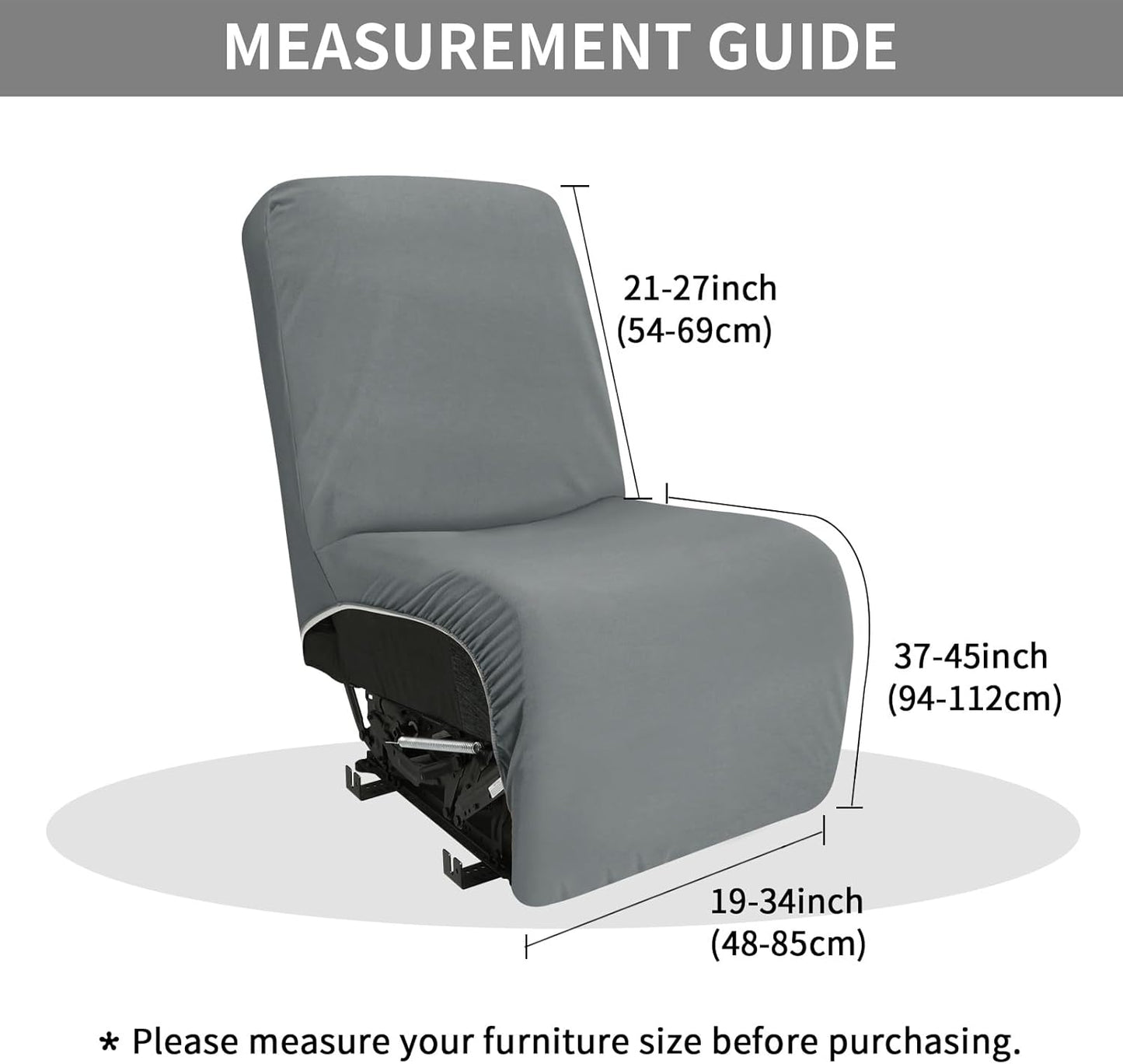Easy-Going 100% Waterproof Recliner Cover Additional Seat Cover for Reclining Couch, Stretch Sofa Covers Washable Furniture Protector for Kids & Pets, 1 Seat, Light Gray