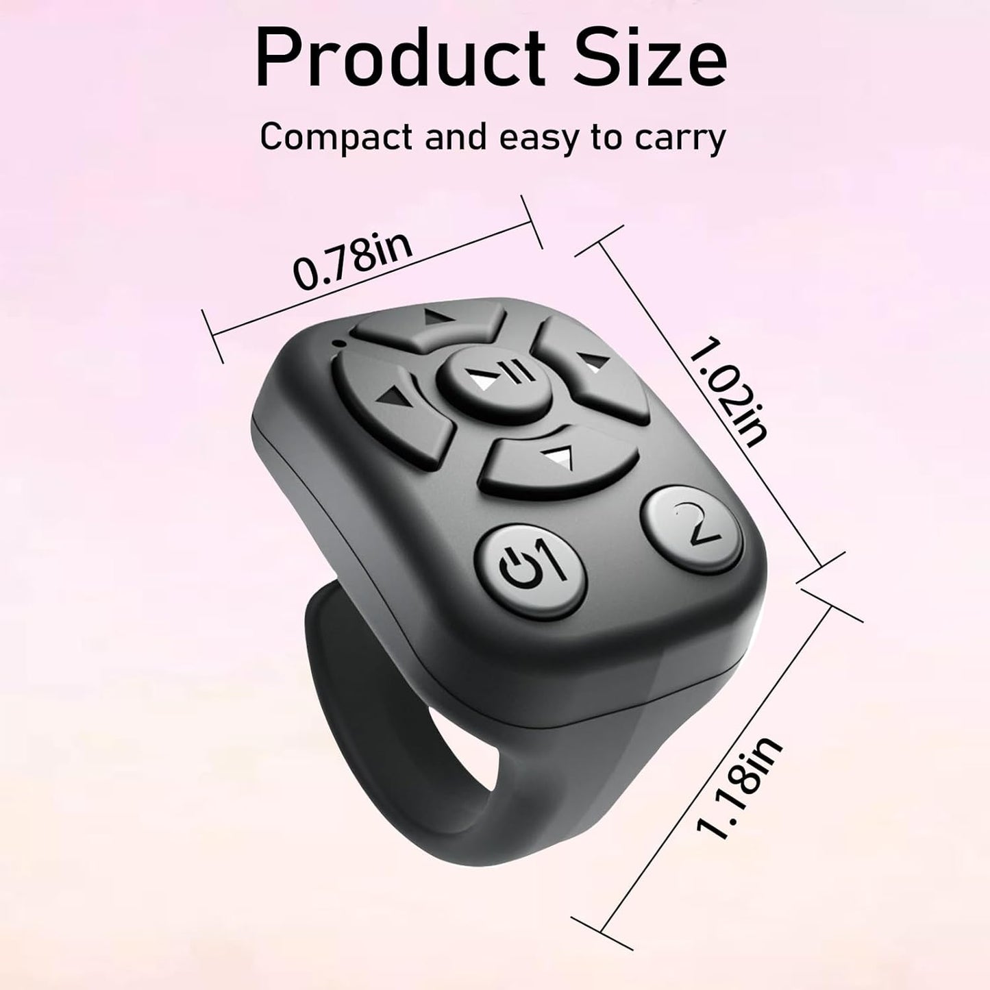 TikTok Scrolling Ring - Bluetooth Remote for TikTok Clips & Tunes, iPhone-Compatible Fingertip Wireless Bluetooth Controller, Ideal for iPad, iOS & Android, with Lively Camera Shutter(Black-2Pcs)