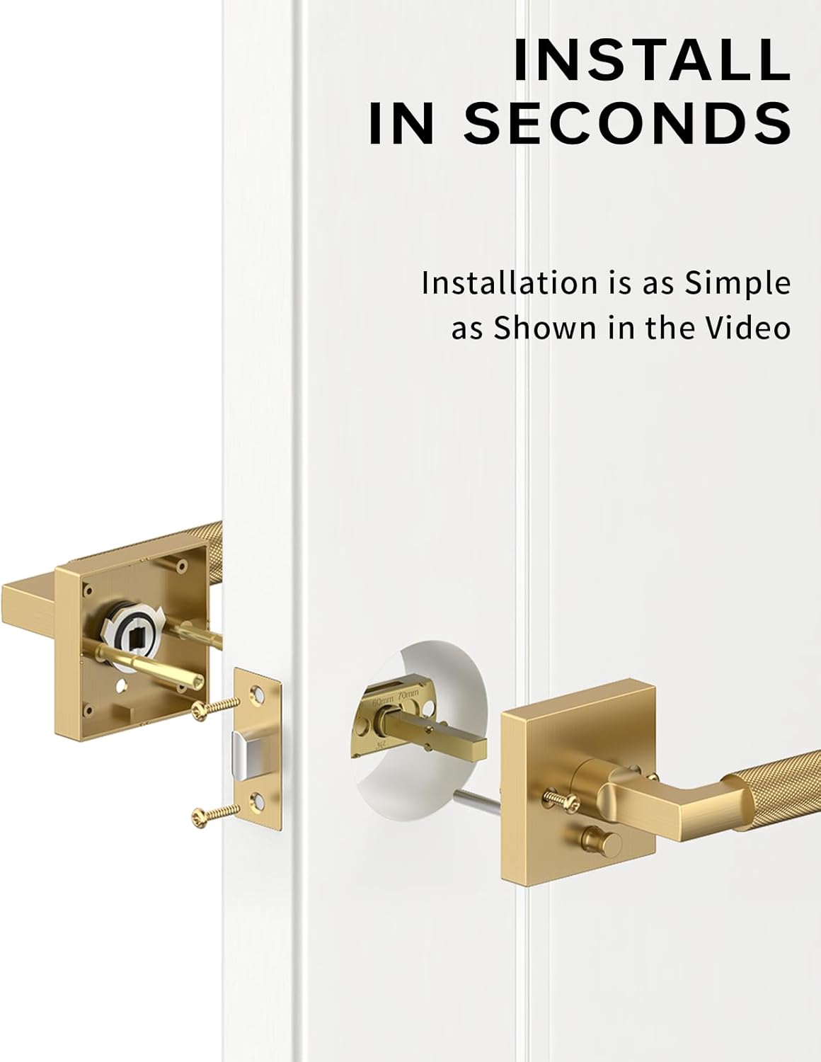 Asidrama 6 Pack Champagne Bronze Privacy Door Handles, Door Lever with Door Knobs Indoor for Bedroom or Bathroom, Heavy Duty Door Handles Interior with Locks for Left Right Sided Doors