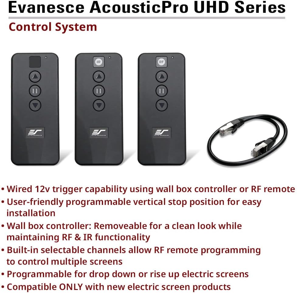 Elite Screens 140-Inch Sound Transparent Front Projection AcousticPro UHD Recessed In-Ceiling Electric Projector Screen in White