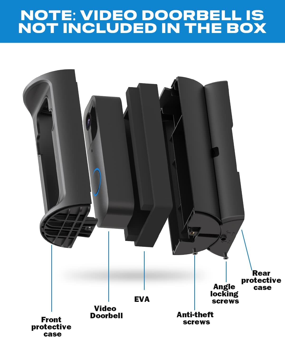 Anti-Theft Video Doorbell Mount,Adjustable 360° Degree Doorbell Angle No-Drill Mount Compatible with Ring Battery Doorbell /Plus/Pro Video Doorbell Upgrade Corner Kit for Houses,Apartments