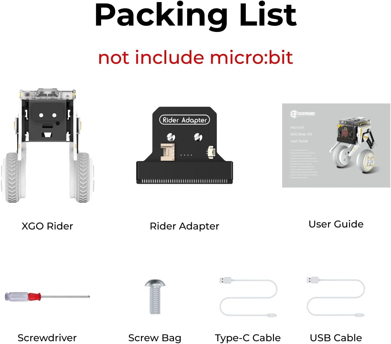 ELECFREAKS Microbit XGO Rider Starter Kit Makecode Programing, Self-Balancing Car Bionic Built-in IMU and Brushless Motor All-Metal Servo,Opens Underlying Python Protocol(Without Micro:bit)