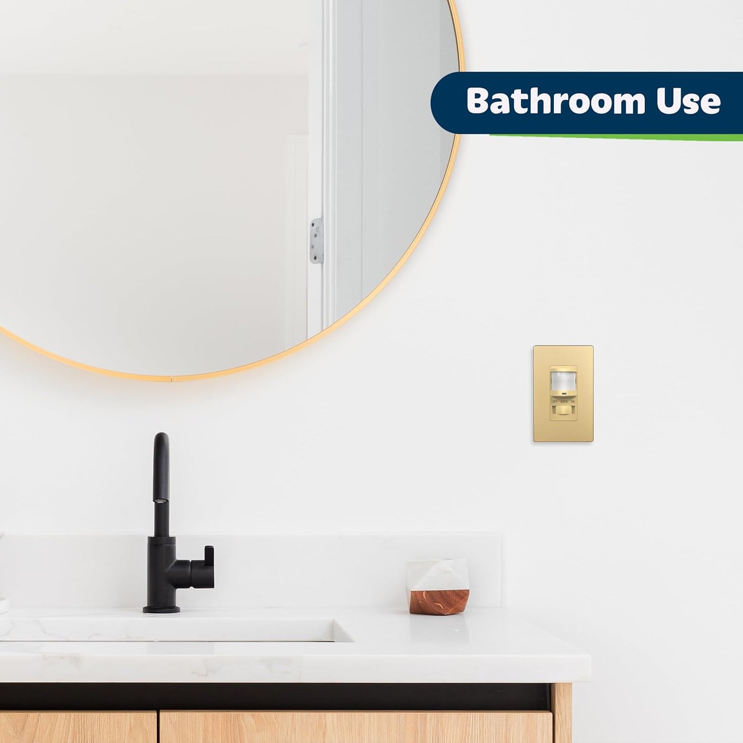 TOPGREENER in Wall PIR Motion Sensor Light Switch, Occupancy Sensor Switch, ๐๐๐ฎ๐ญ๐ซ๐๐ฅ ๐๐ข๐ซ๐ ๐๐๐ช๐ฎ๐ข๐ซ๐๐, On/Off Override, ๐๐ข๐ง๐ ๐ฅ๐ ๐๐จ๐ฅ๐, 4A, 500W, TSOS5-GDSWP,Gold,2 Pack